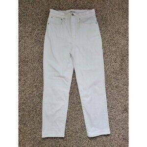 Madewell Classic Straight Jeans Denim Tile White High Rise Waist Size 27
